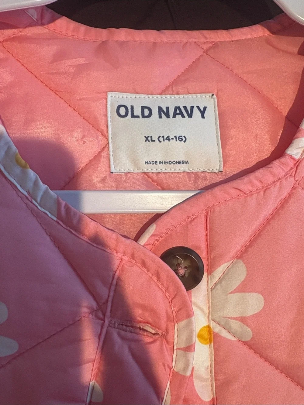 Old Navy Pink Quilted Daisy Puffer Jacket